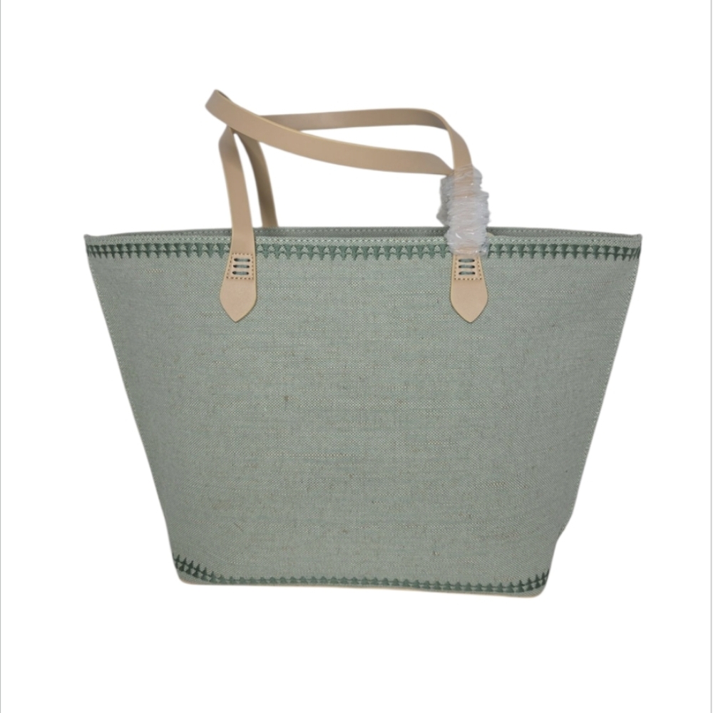 Spartina 449 Fiesta Tote Richmond Hill Sea Foam Palms NEW - Picture 2 of 11